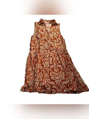 Love Tree Orange and White Paisley A-Line Skirt(415)
